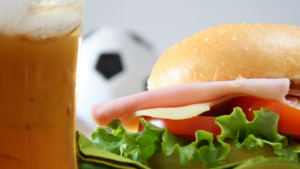 A roll and pint deal at a pub for live football viewing