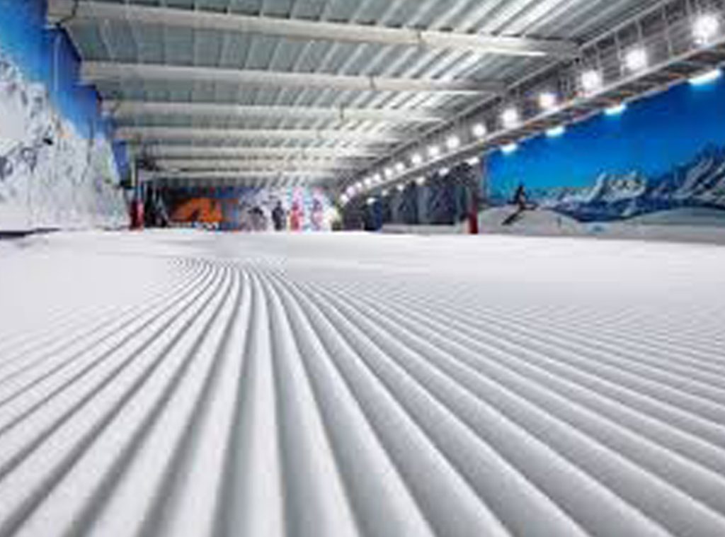 Snow Centre close up of artificial indoor snow slope